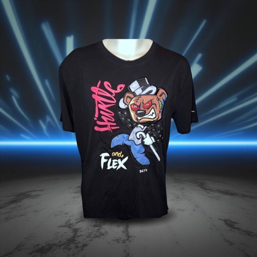 BKYS Black Keys Bear Hustle & Flex Black T Shirt Size XL